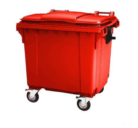 Мусорный евроконтейнер пластиковый 1100 л. с плоской крышкой, красный